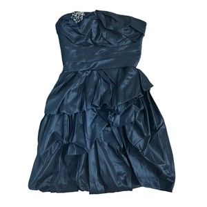 Black Bubble Skirt Cocktail Dress Rhinestone Bustier Strapless Bra Insert Size 8